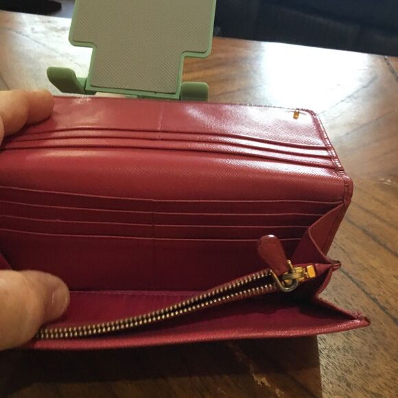 Prada Milano Saffiano Leather Long Wallet Magenta Good Used Condition - Picture 9 of 16